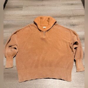 Tan Aerie Zipper Sweater